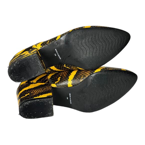 Coconuts Matisse Morgan Booties 7 Leather Snake Animal Print Yellow Black Edgy - Picture 5 of 8